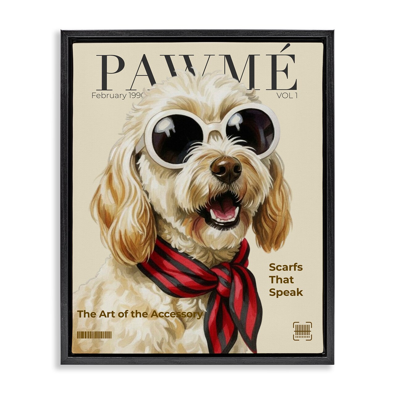 Stupell Industries Pawme Dog Fashion Magazine Floating Frame, design by A Barefoot Stylist